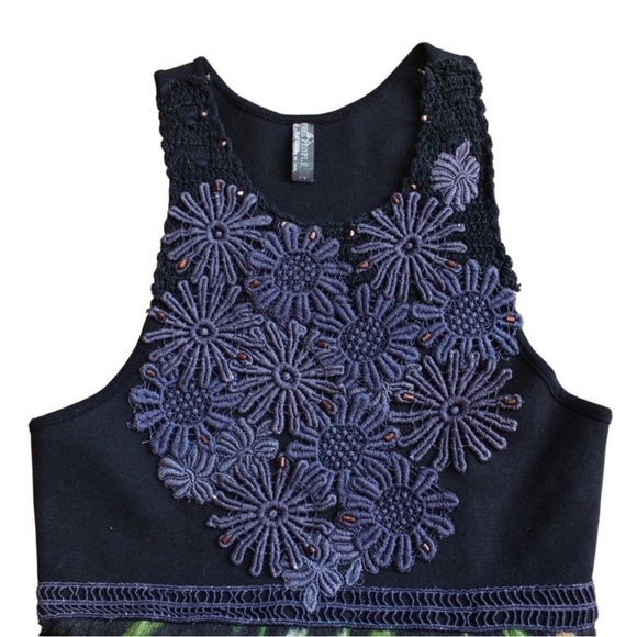 Free People Unique Wool Floral Dress Crochet Sleeveless romcom core Boho Small - Picture 13 of 14